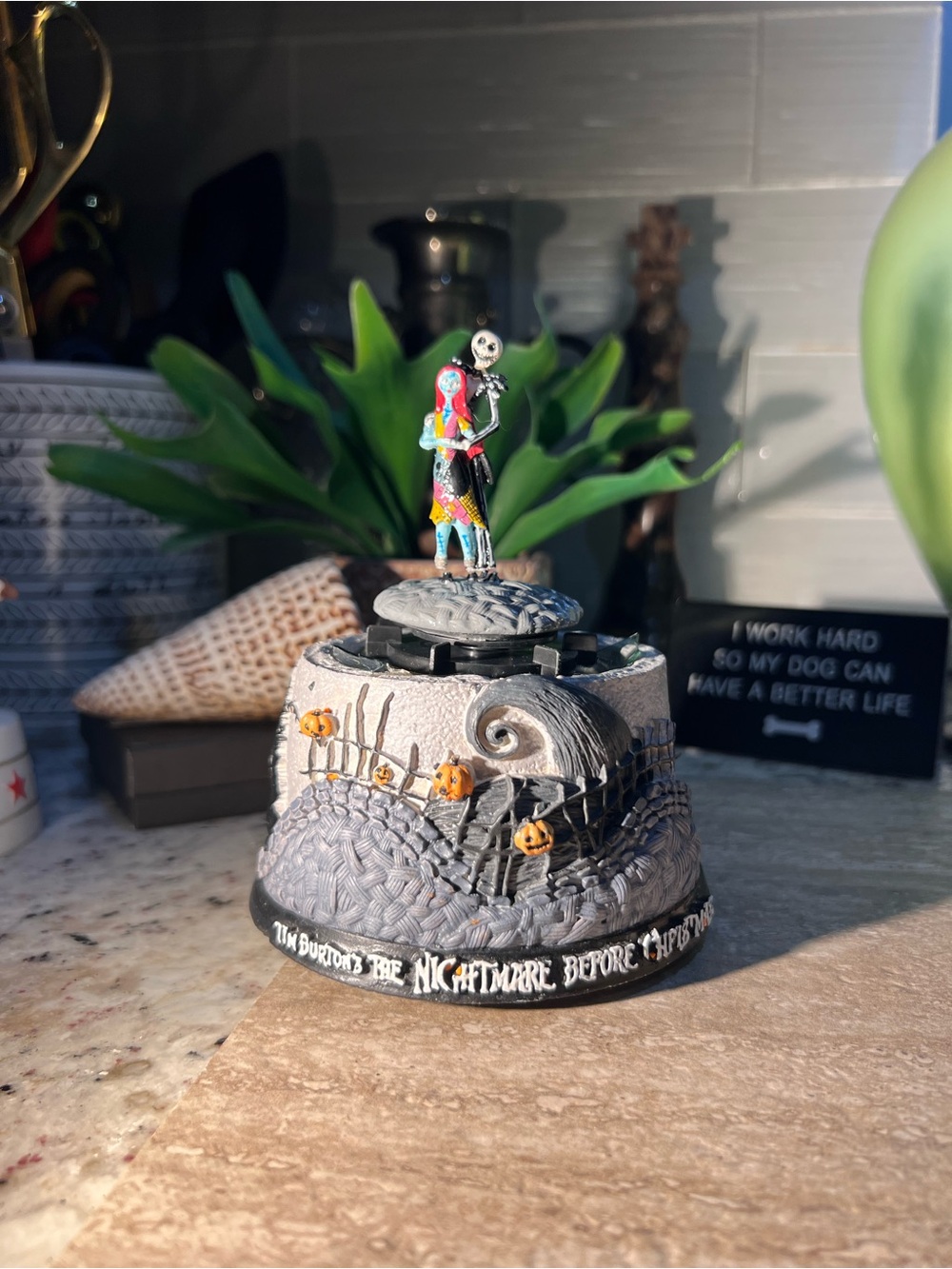 The Nightmare Before Christmas Jack & Sally Figurine Music Box read below